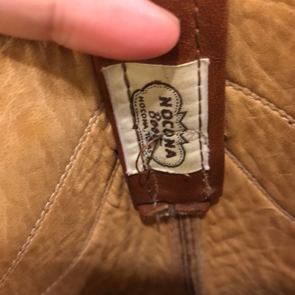 Nocona Brown Leather Cowboy Boots with Pull Tabs - Picture 5 of 12